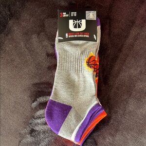 NBA Phoenix Suns Men's Low Cut Socks - Gray Purple and Orange 3 Pack